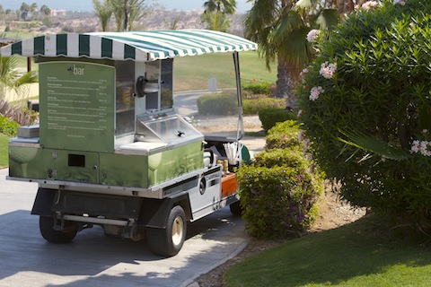 Golf course in Cabo often have snack carts where you can get refreshments.